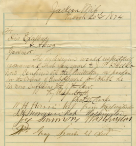 Petition to Governor Ames, March 20, 1874