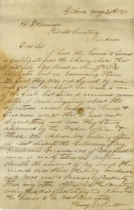 Letter from Henry P. Scott to the Governor’s Office, May 24, 1871