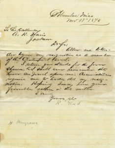 Letter from Robert Gleed to A. K. Davis, Nov 18, 1875