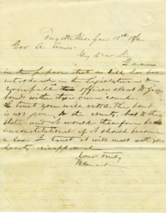 Letter from Merrimon Howard to Governor Ames, January 13, 1876