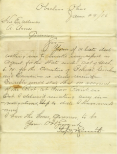 Letter from George C. Smith to Governor Ames, Jan 29, 1876