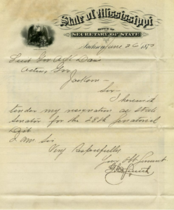 Resignation letter, June 26, 1875