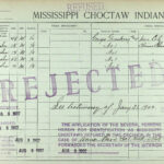 Dawes card rejecting Choctaw citizenship, August 8, 1902