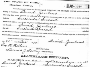 Marriage certificate, December 29, 1858