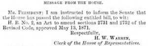 February 1, 1873 - Civil Rights Bill Sent to the Senate
