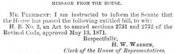 February 1, 1873 - Civil Rights Bill sent to the Senate
