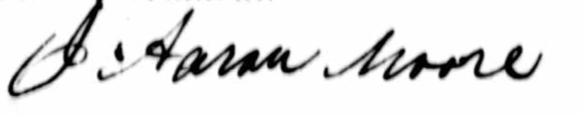 Signature of James Aaron Moore, 1873
