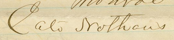 Signature of Cato Nathan from an 1874 petition to Governor Ames