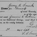 Marriage license, September 3, 1874