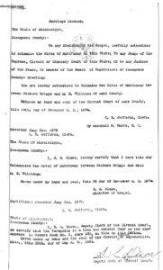Marriage license copy, Dec 24, 1874